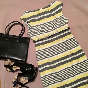 Calvin Klein Striped Sheath Dress (Belt Included)